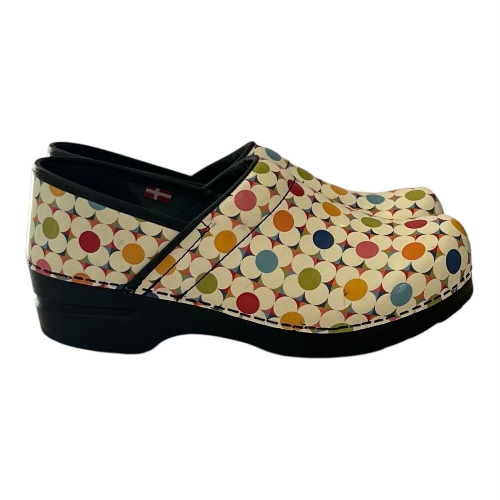 Sanita Womens Clogs Size 38 Shoes Multicolor Nurses Professional Flowers Design - Picture 3 of 10